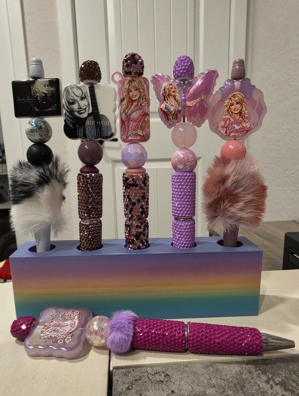 Purple Beaded Lipstick Stylus Pen - Decorative Women’s Accessory